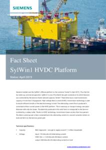 Fact Sheet - SylWin1 HVDC Platform