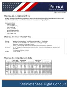 Patriot Submittal Sheets - Stainless Steel Conduit