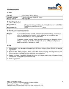 Job Description 1. Post: Job title Period of contract Date of revision