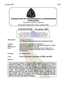 NovemberPage 1 ASSOCIATION OF ENVIRONMENTAL & ENGINEERING GEOLOGISTS