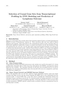 278  Genome Informatics 13: 278–Selection of Causal Gene Sets from Transcriptional Profiling by FNN Modeling and Prediction of