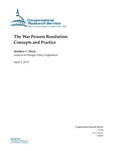 War Powers Resolution / War Powers Clause / Gulf of Tonkin Resolution / Iraq Resolution / Article One of the United States Constitution / United States Congress / Declaration of war / Concurrent resolution / United States Constitution / Government / Foreign relations of the United States / Politics of the United States
