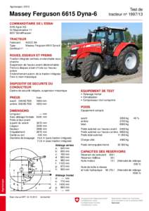 Agroscope | 2013  Massey Ferguson 6615 Dyna-6 Test de tracteur no