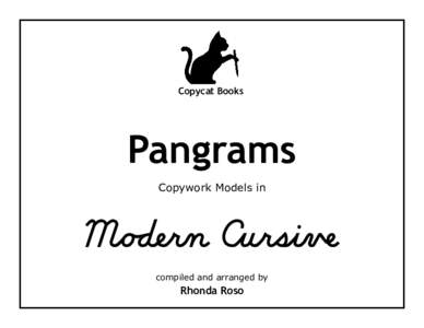 Copycat Books  Pangrams Copywork Models in  Moåern CursiÌí