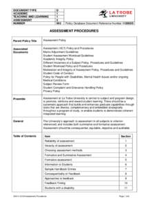 DOCUMENT TYPE ACADEMIC TEACHING AND LEARNING ASSESSMENT NUMBER