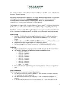 Microsoft Word - Pre Q2 Analyst Note