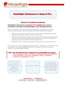 ModelRight Maintenance & Support Plan