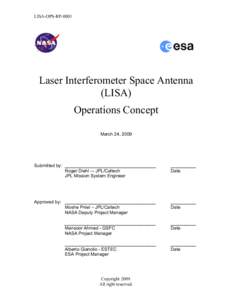 LISA-OPS-RPLaser Interferometer Space Antenna (LISA) Operations Concept March 24, 2009