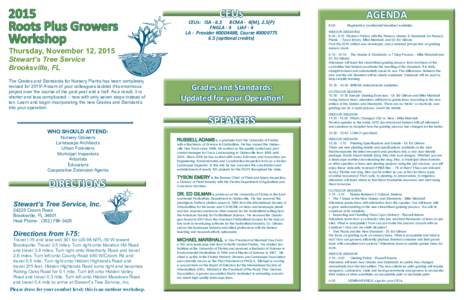 2015 Roots Plus Growers Workshop CEUs