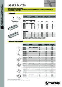 Applications Générales  LISSES PLATES Lisses plates (couleur blanc standard). Les Lisses plates sont un système de suspension proposant une large gamme de largeurs compatibles avec les entretoises Prelude 24 TLX/ XL2.