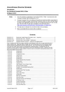 Airworthiness Directive Schedule Aeroplanes De Havilland Canada DHC-3 Otter 26 March 2015 Notes