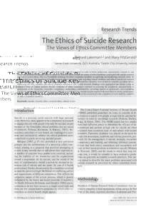 R. Lakeman & M. FitzGerald: The Ethics of Suicide Research: The Views © 2009 of Ethics Crisis Hogrefe 2009;