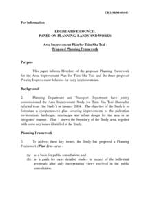 CB[removed]For information LEGISLATIVE COUNCIL PANEL ON PLANNING, LANDS AND WORKS Area Improvement Plan for Tsim Sha Tsui Proposed Planning Framework
