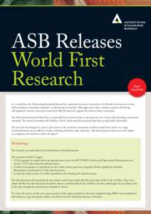 ASB Releases World First Research New Findings