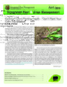 April 2016 Crop Management Integrated Pest Management  Integrated Pest