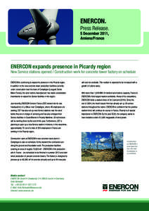 ENERCON. Press Release. 5 December 2011, Amiens/France  ENERCON expands presence in Picardy region