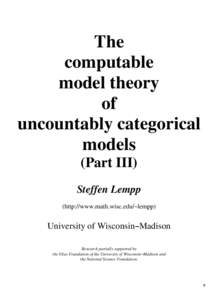 The computable model theory of uncountably categorical models