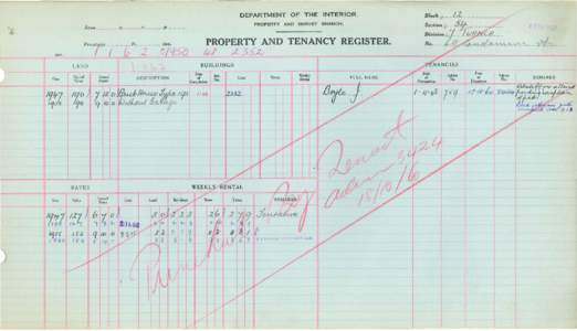 Department of the Interior Property and Tenancy Ledger