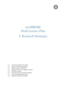 GeoPRISMS Draft Science Plan 7. Research Strategies.