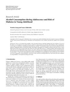 Alcohol Consumption during Adolescence and Risk of Diabetes in Young Adulthood