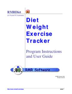 RMRDiet (for Pocket PC handhelds) Diet Weight Exercise