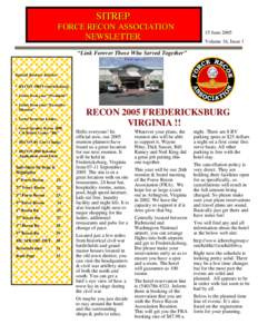 SITREP FORCE RECON ASSOCIATION NEWSLETTER 15 June 2005 Volume 16, Issue 1