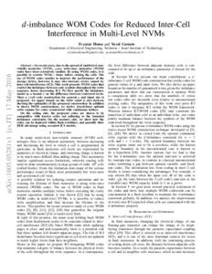 d-imbalance WOM Codes for Reduced Inter-Cell Interference in Multi-Level NVMs Evyatar Hemo and Yuval Cassuto arXiv:1605.05281v1 [cs.IT] 17 May 2016