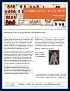 Explore, Explain, and Sustain! Newsletter Issue 1 November 2014