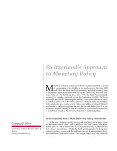 Switzerland’s Approach to Monetary Policy