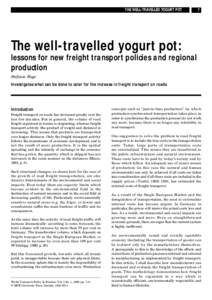 THE WELL-TRAVELLED YOGURT POT  7 The well-travelled yogurt pot: lessons for new freight transport policies and regional