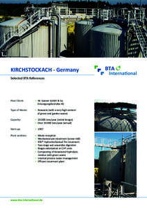 KIRCHSTOCKACH - Germany Selected BTA References Final Client:  •	 M. Ganser GmbH & Co.