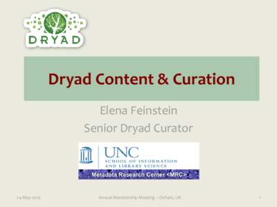 Dryad Content & Curation Elena Feinstein Senior Dryad Curator 24-May-2013