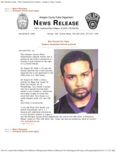 Man Wanted for Rape - Police Department News Release - Arlington County, Virginia