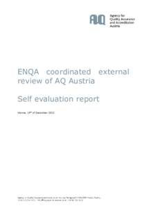 ENQA coordinated external review of AQ Austria Self evaluation report Vienna, 19th of December 2013  Table of Contents