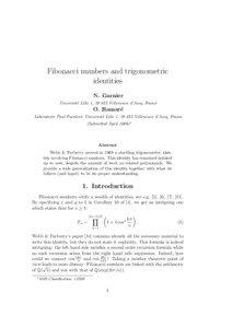Fibonacci numbers and trigonometric identities N. Garnier