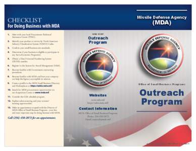 Missile Defense Agency  CHECKLIST (MDA)