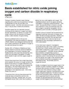 Basis established for nitric oxide joining oxygen and carbon dioxide in respiratory cycle