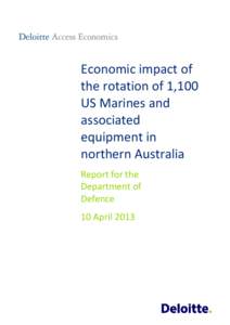 Economic impact of the rotation of 1,100 US Marines and associated equipment in northern Australia