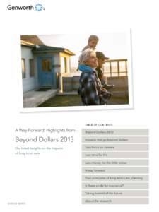 TABLE OF CONTENTS  A Way Forward: Highlights from Beyond Dollars 2013