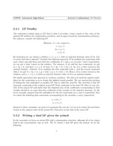 CS787: Advanced Algorithms[removed]Lecture 5 addendum: LP Duality