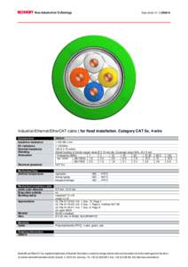 Data sheet V1.1│ZB9010  Industrial-Ethernet/EtherCAT-cable | for fixed installation. Category CAT 5e, 4-wire Construction Insulation resistance DC resistance