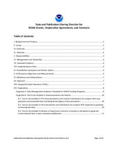 Data	and	Publication	Sharing	Directive	for NOAA	Grants,	Cooperative	Agreements,	and	Contracts