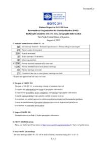 Document E_4  ISO/TC 211 Liaison Report to ISCGM from International Organization for Standardization (ISO) / Technical Committee 211 (TC 211), Geographic information