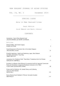 NEW ZEALAND JOURNAL OF ASIAN STUDIES VOL. 16, NO. 2 DecemberSPECIAL ISSUE