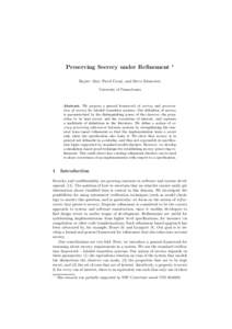 Preserving Secrecy under Refinement  ? ˇ y, and Steve Zdancewic Rajeev Alur, Pavol Cern´