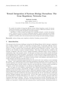 Genome Informatics 16(2): 215–Toward Integration of Systems Biology Formalism: The Gene Regulatory Networks Case