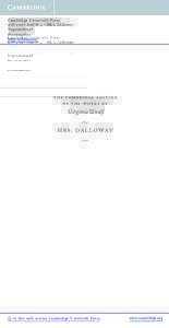 Cambridge University Press4 - MRS. Dalloway VirginiaWoolf Frontmatter More information