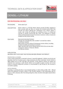 TECHNICAL DATA & APPLICATION SHEET  DENSIL+ LITHIUM FOR PROFESSIONAL USE ONLY PACKAGING
