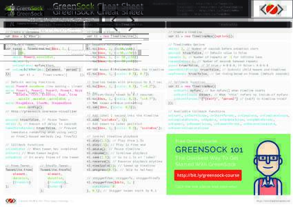 GreenSock Cheat Sheet TweenLite - TweenMax - TimelineLite - TimelineMax TweenLite  Documentation: TweenLite - http://bit.ly/TweenLite