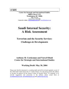 Saudi Internal Security: A Risk Assessment - May 30, 2004